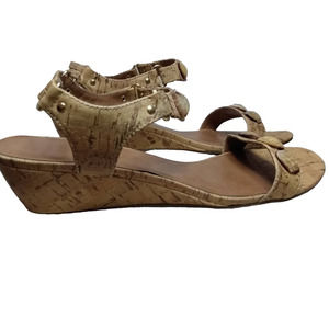 New York Transit tan cork wedge sandals size 9.5